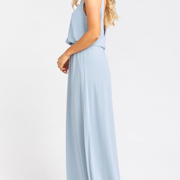 Show Me Your MuMu Kendall Maxi Dress in Steel Blue Chiffon L - Picture 7 of 7